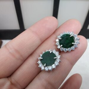 墨翠圓片翡翠耳釘｜花冠光暈，日常也能有質感的高級感