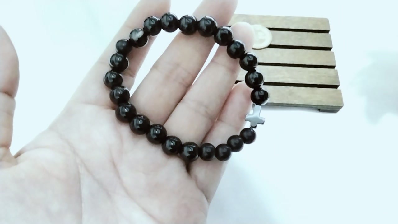 【恩典相伴】天然黑曜石十字架手鍊|Meiling 手作基督徒飾品,專屬尺寸重新客製訂製,將主的平安隨身配戴:圖片 7