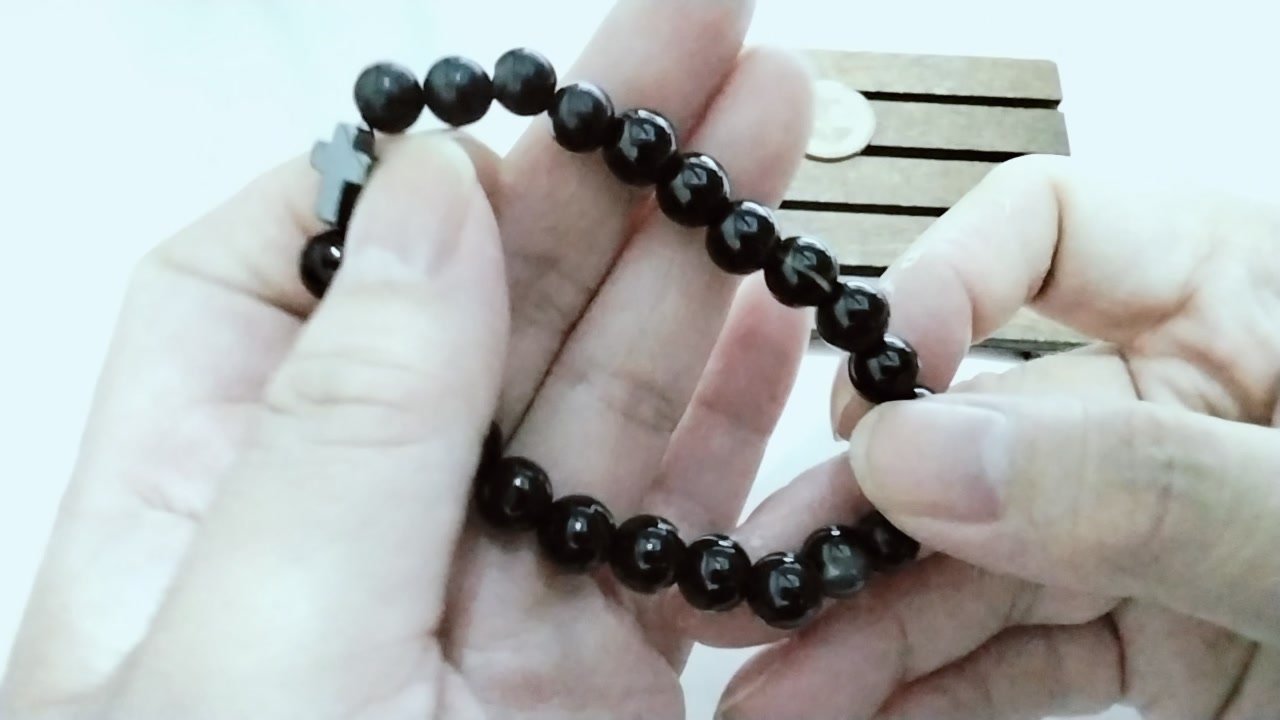 【恩典相伴】天然黑曜石十字架手鍊|Meiling 手作基督徒飾品,專屬尺寸重新客製訂製,將主的平安隨身配戴:圖片 11